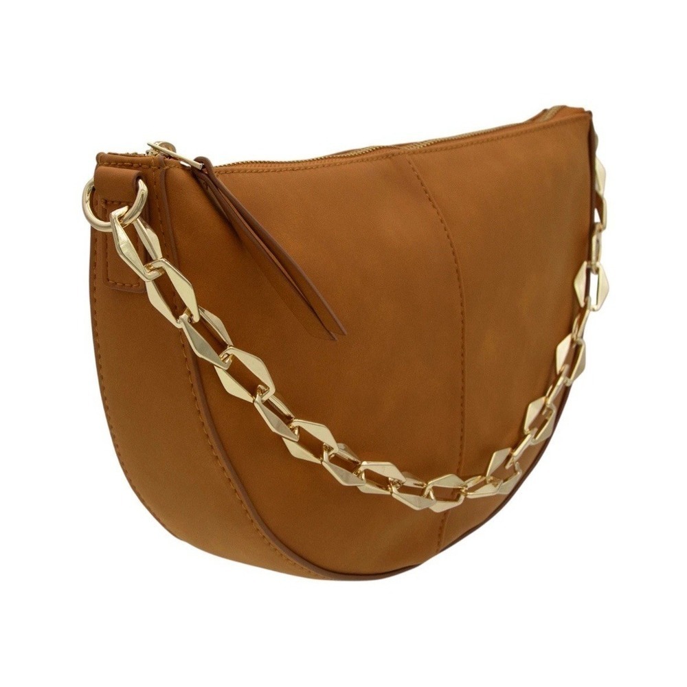 Universal Thread Slouched Half-Moon Shoulder Bag in Brown with Gold Chain Strap - Picture 2 of 11
